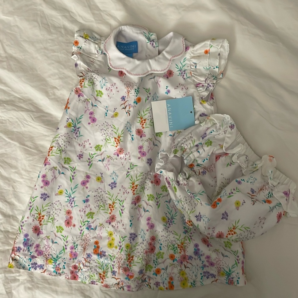 Anavini floral dress with ruffled pants. New with tags.